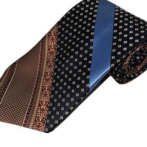 VINTAGE Designer Collection Polyester Neck Tie Brown Blue Red Black